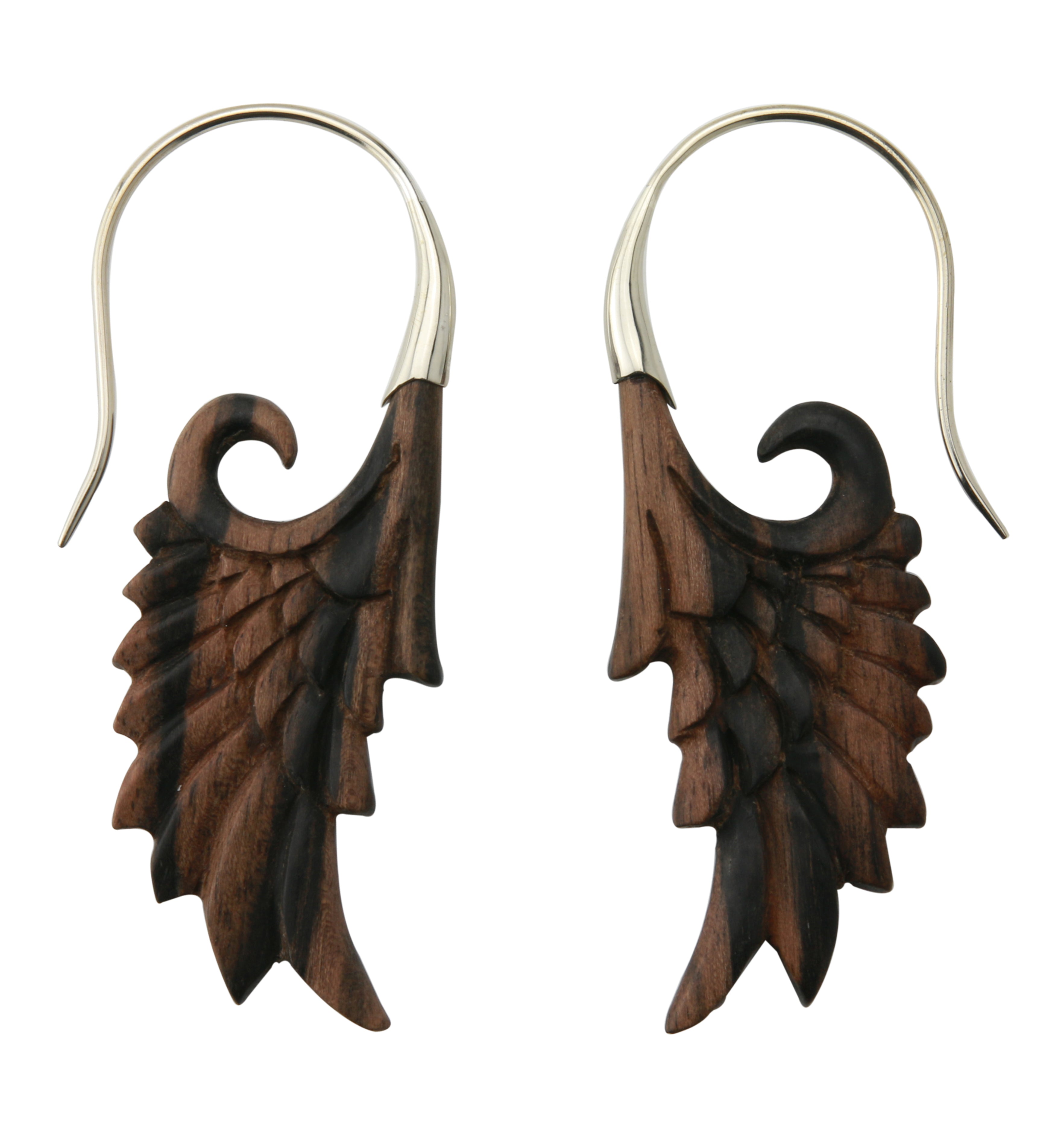 18G Wing White Brass Wood Hangers / Earrings