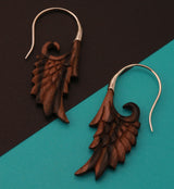 18G Wing White Brass Wood Hangers / Earrings