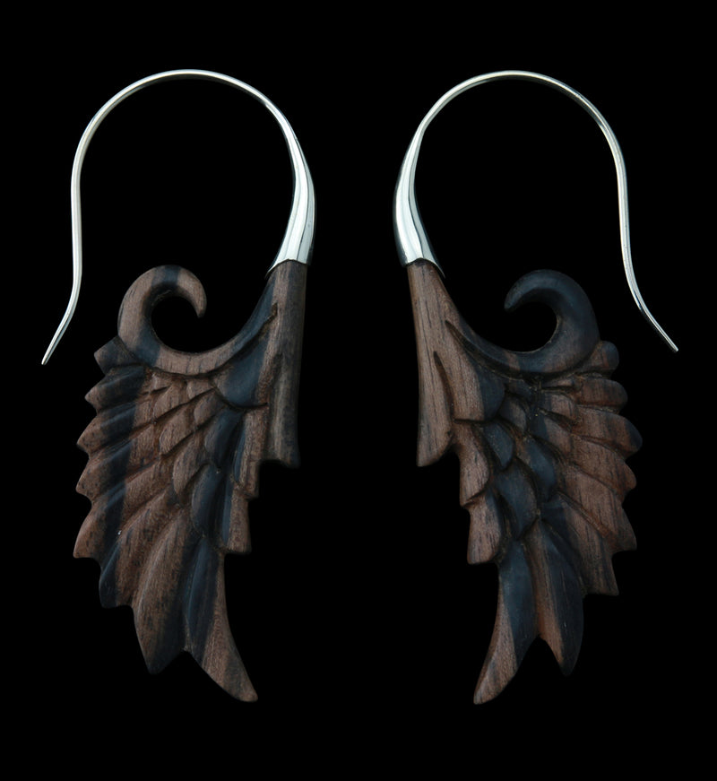 18G Wing White Brass Wood Hangers / Earrings