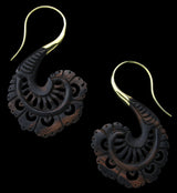 18G Aigrette Brass Areng Wood Hangers / Earrings