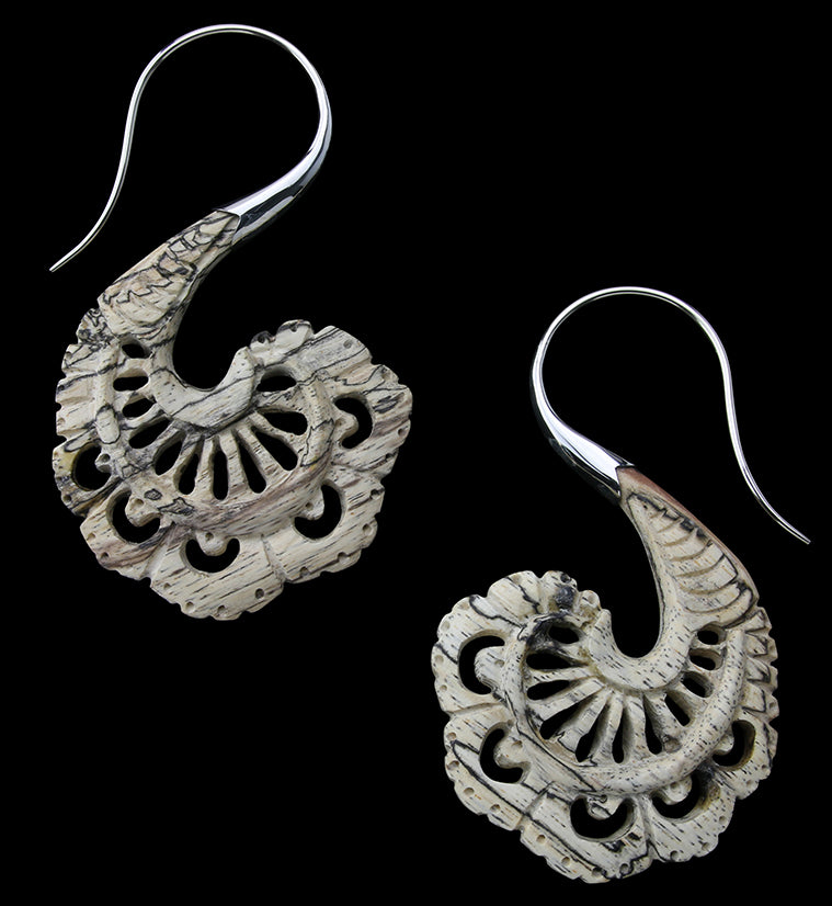 18G Aigrette White Brass Tamarind Wood Hangers / Earrings