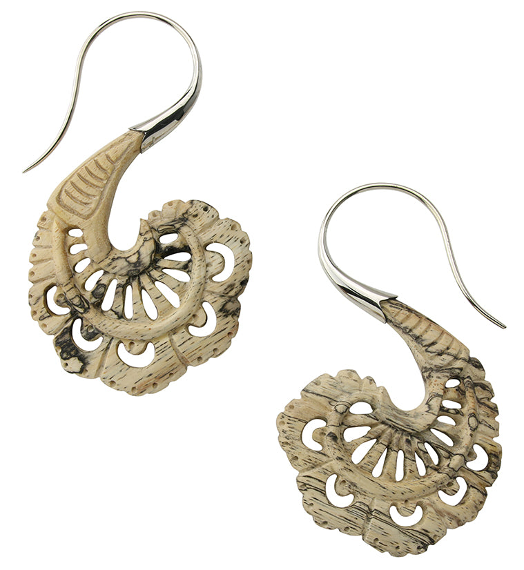 18G Aigrette White Brass Tamarind Wood Hangers / Earrings