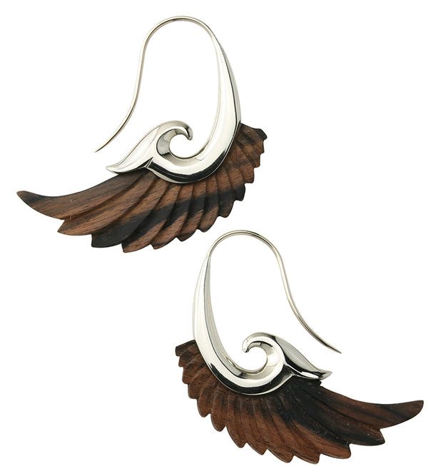 18G Aileron White Brass Areng Wood Hangers / Earrings