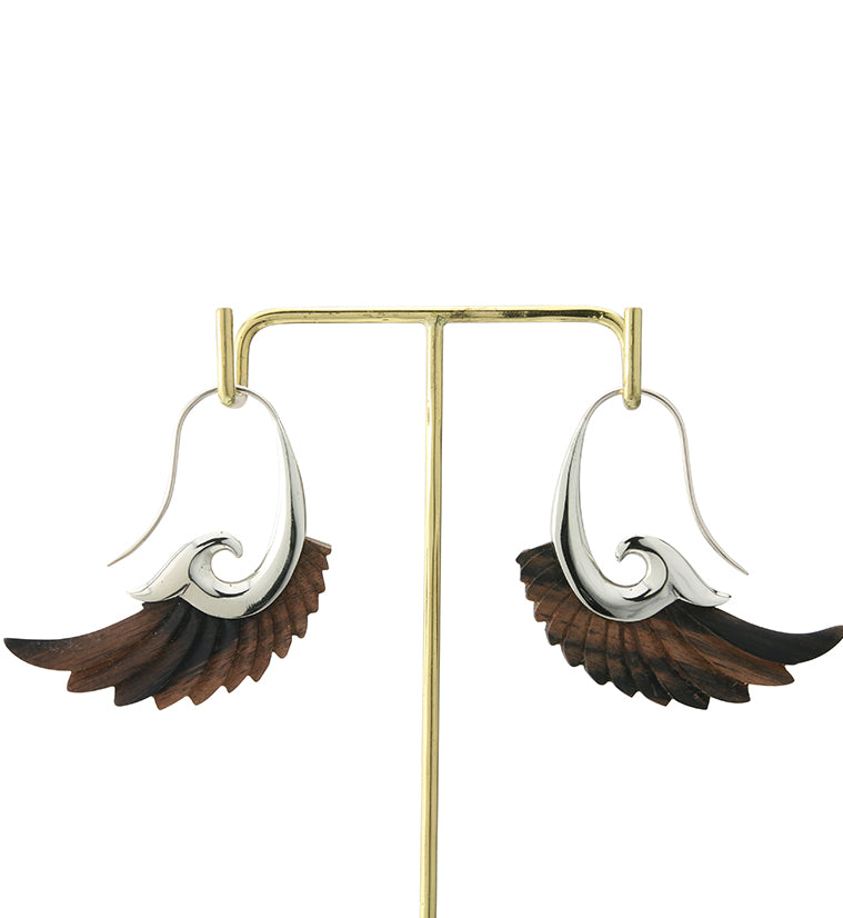 18G Aileron White Brass Areng Wood Hangers / Earrings