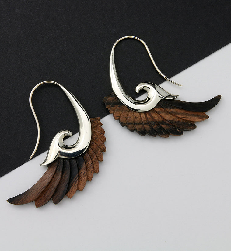 18G Aileron White Brass Areng Wood Hangers / Earrings