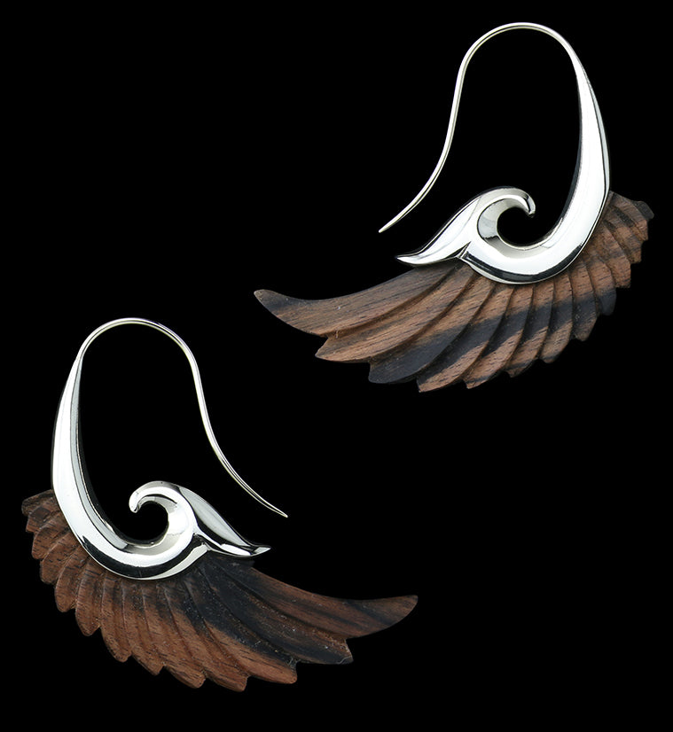18G Aileron White Brass Areng Wood Hangers / Earrings