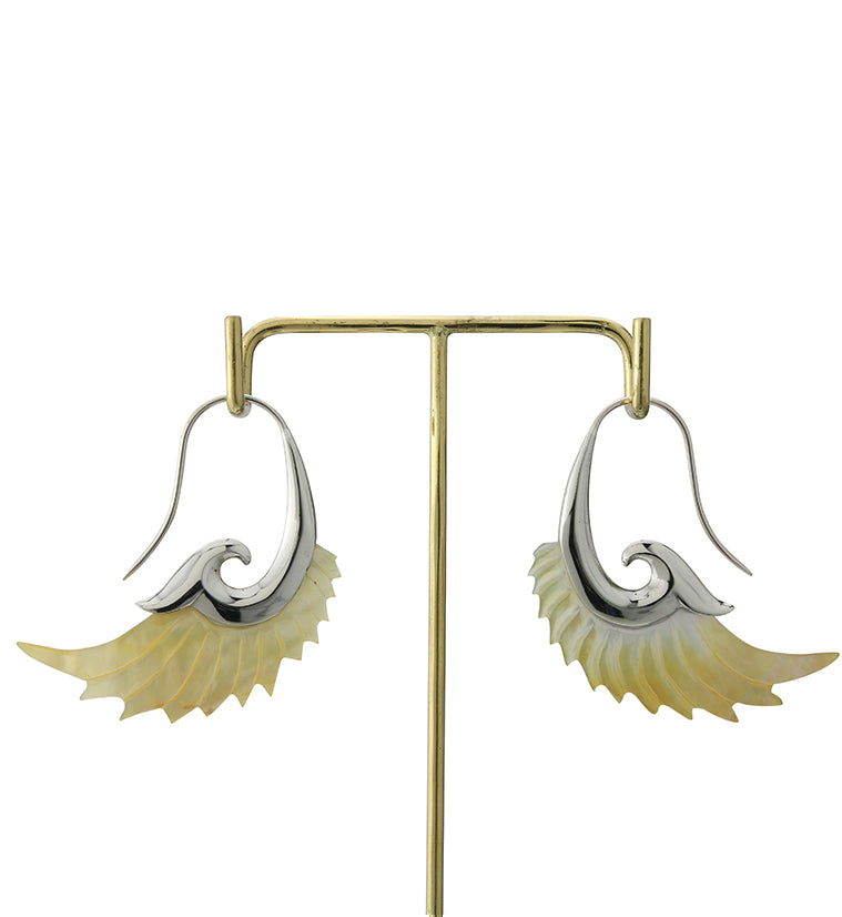 18G Aileron White Brass MOP Hangers / Earrings