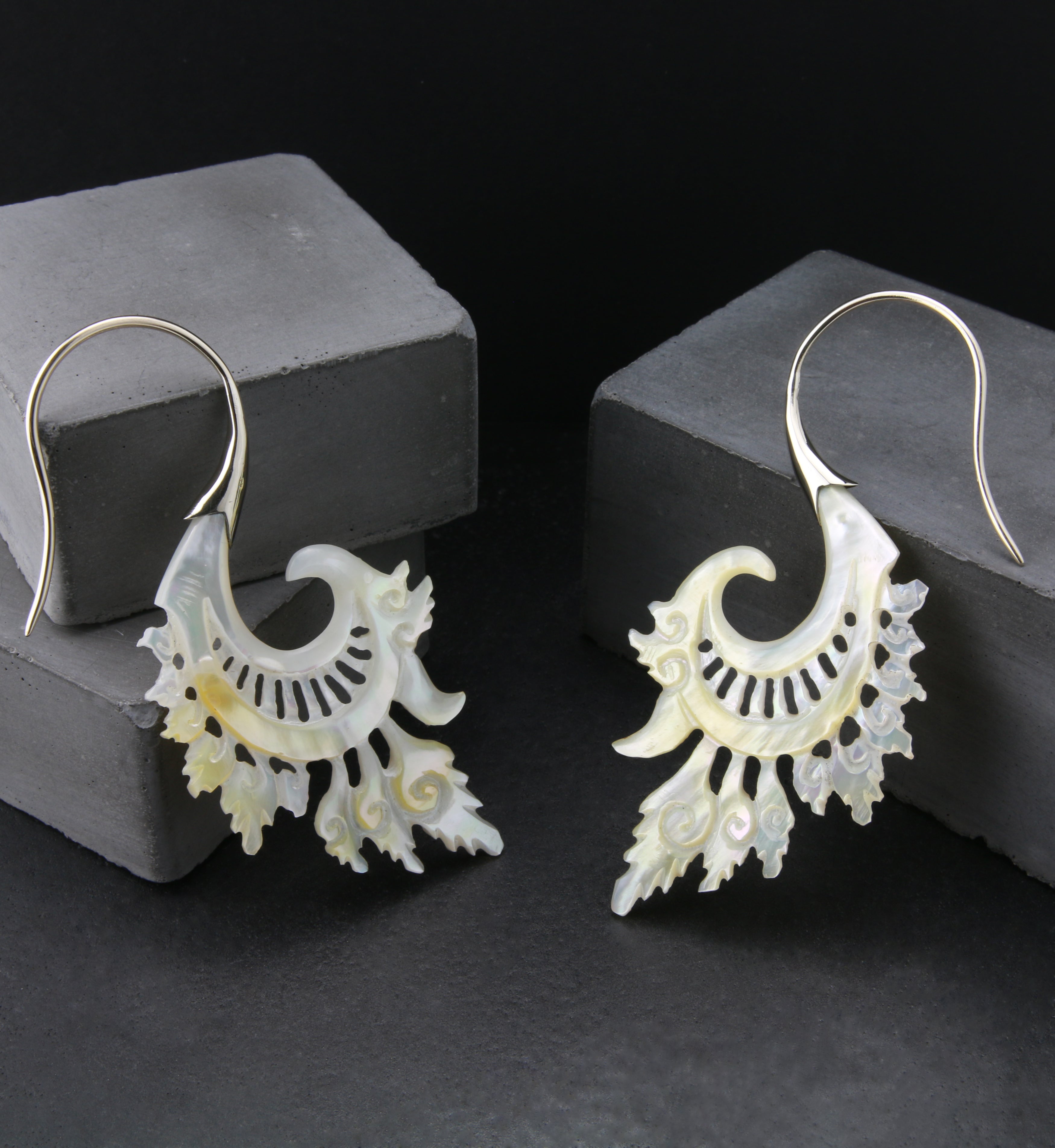 18G Alary White Brass MOP Hangers / Earrings