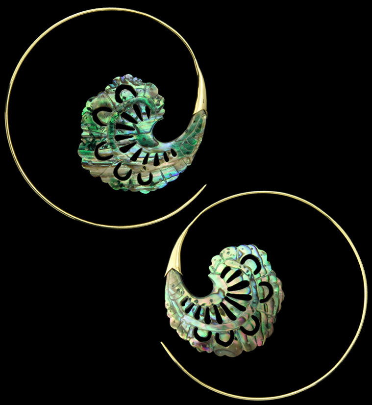 18G Baroque Brass Abalone Hangers / Earrings