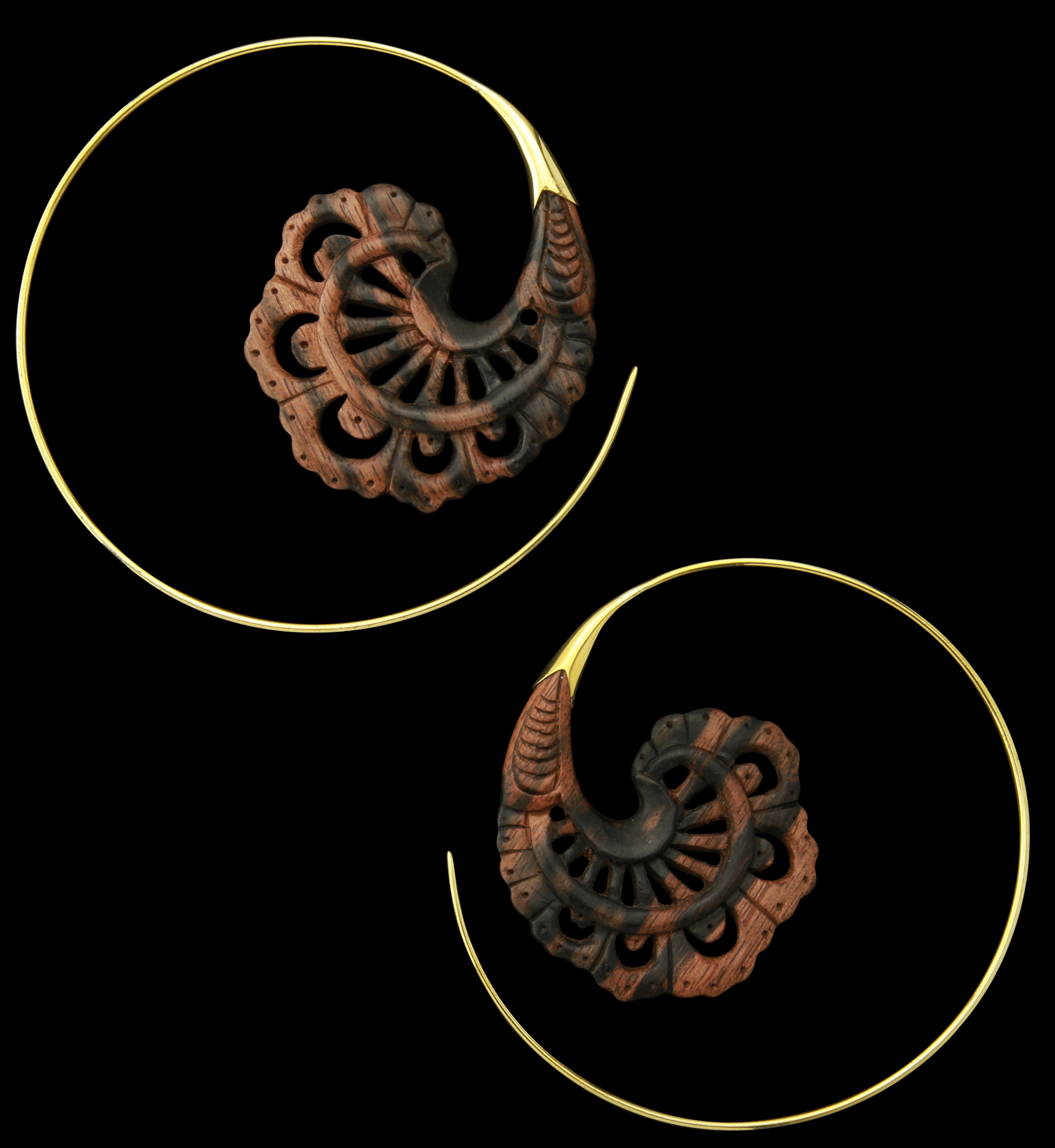 18G Baroque Brass Wood Hangers / Earrings