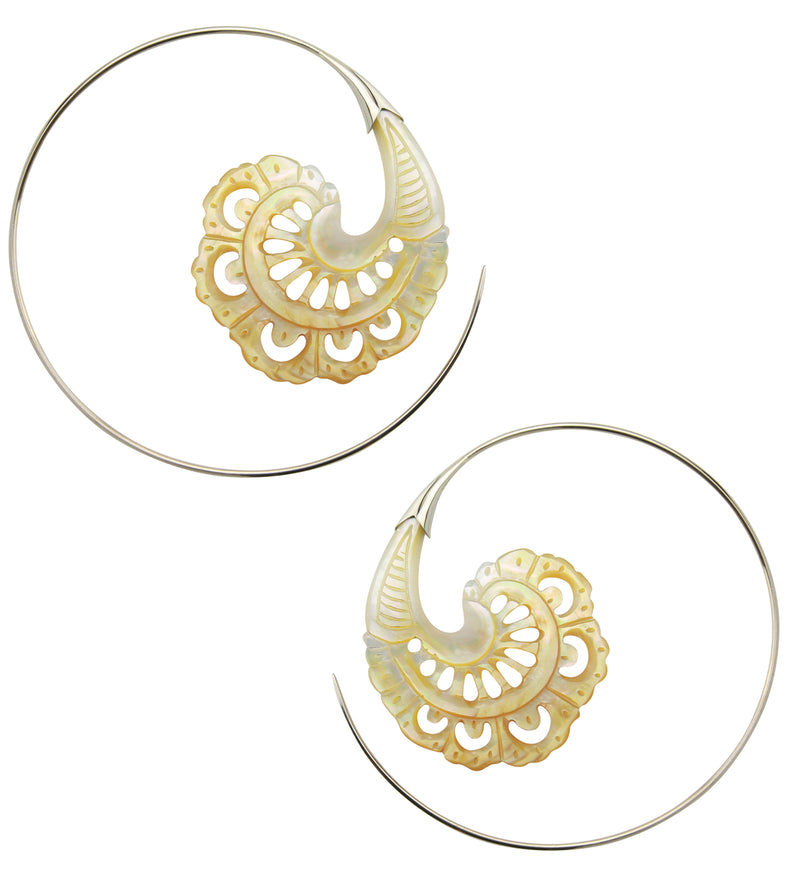 18G Baroque White Brass MOP Hangers / Earrings