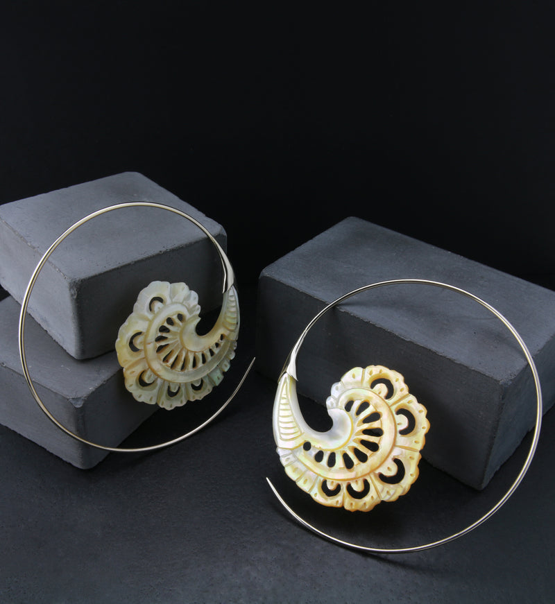 18G Baroque White Brass MOP Hangers / Earrings