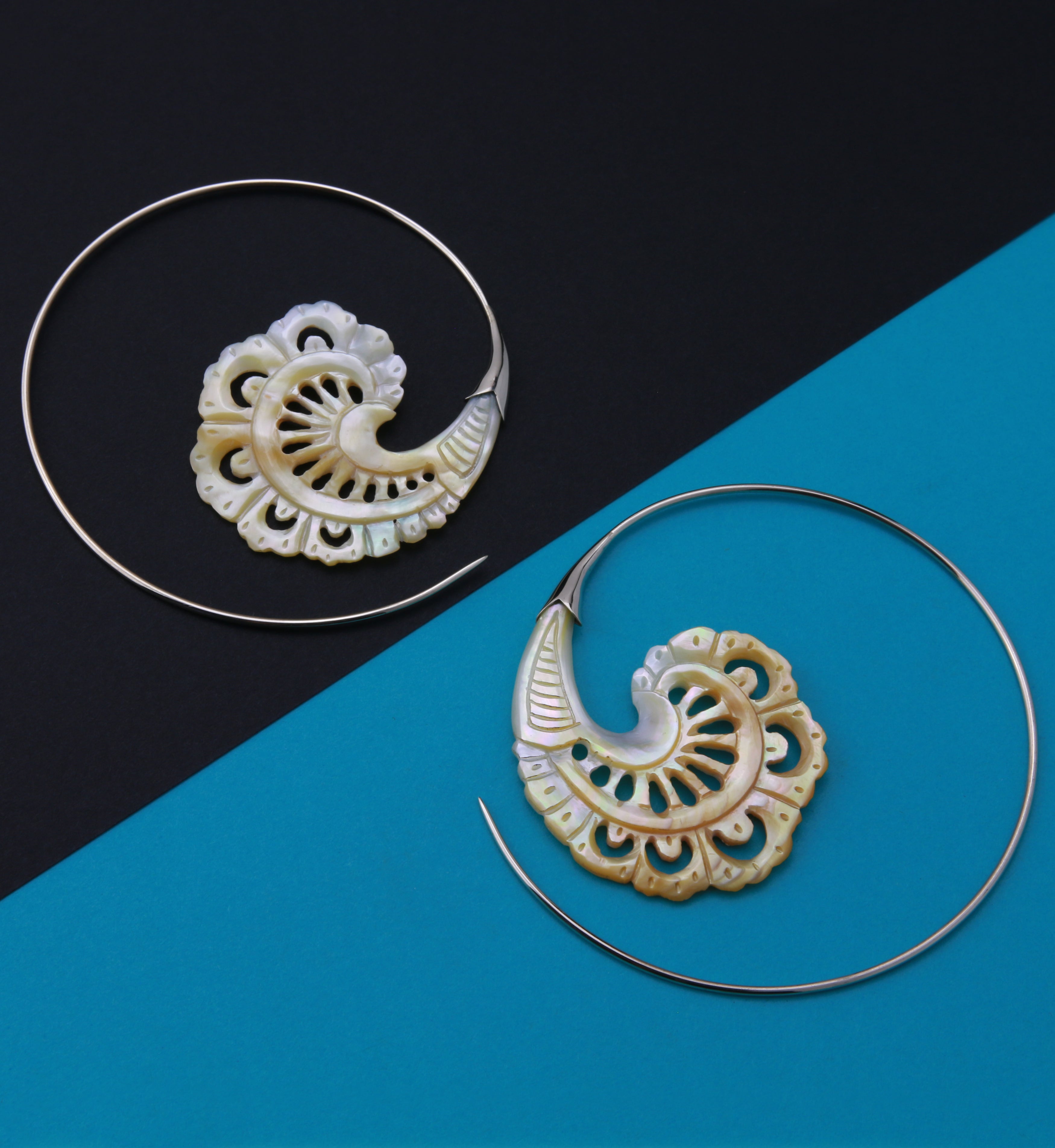 18G Baroque White Brass MOP Hangers / Earrings