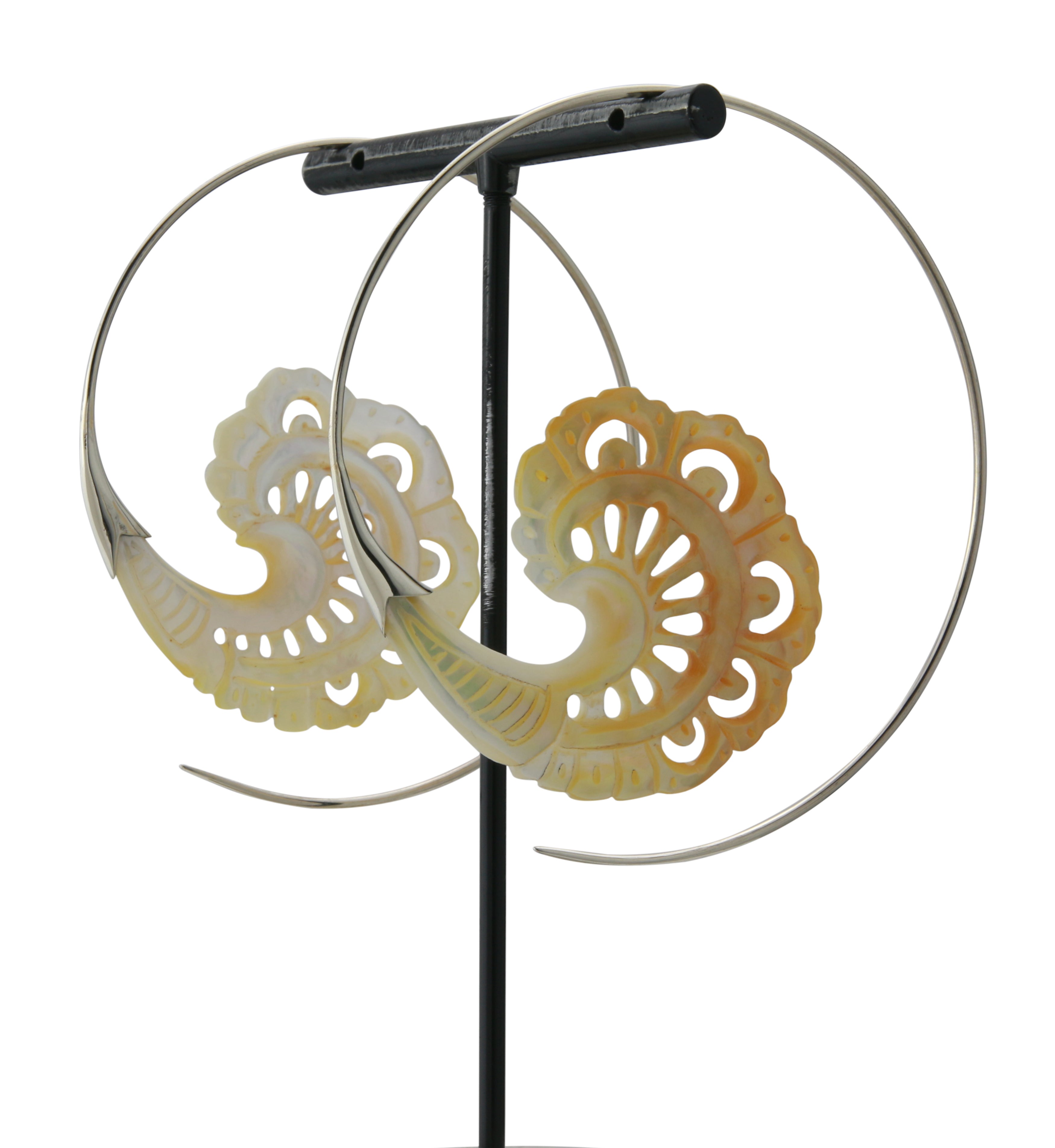 18G Baroque White Brass MOP Hangers / Earrings