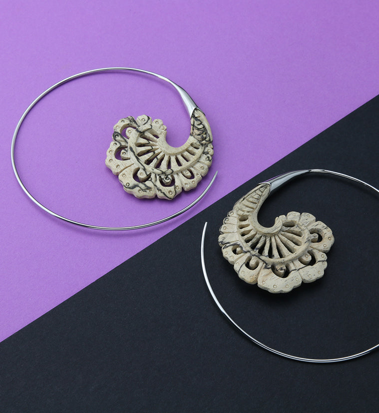 18G Baroque White Brass Tamarind Wood Hangers / Earrings