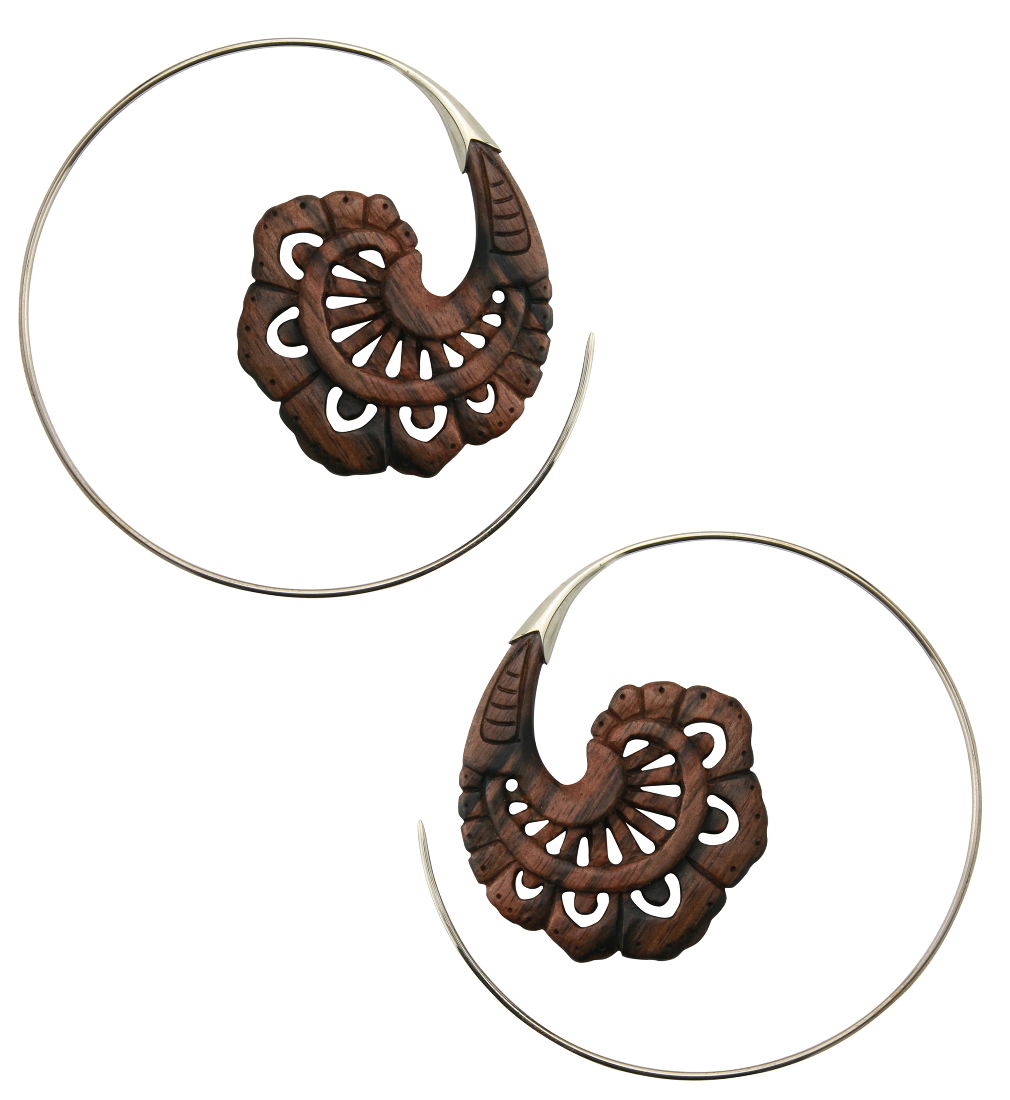18G Baroque White Brass Wood Hangers / Earrings