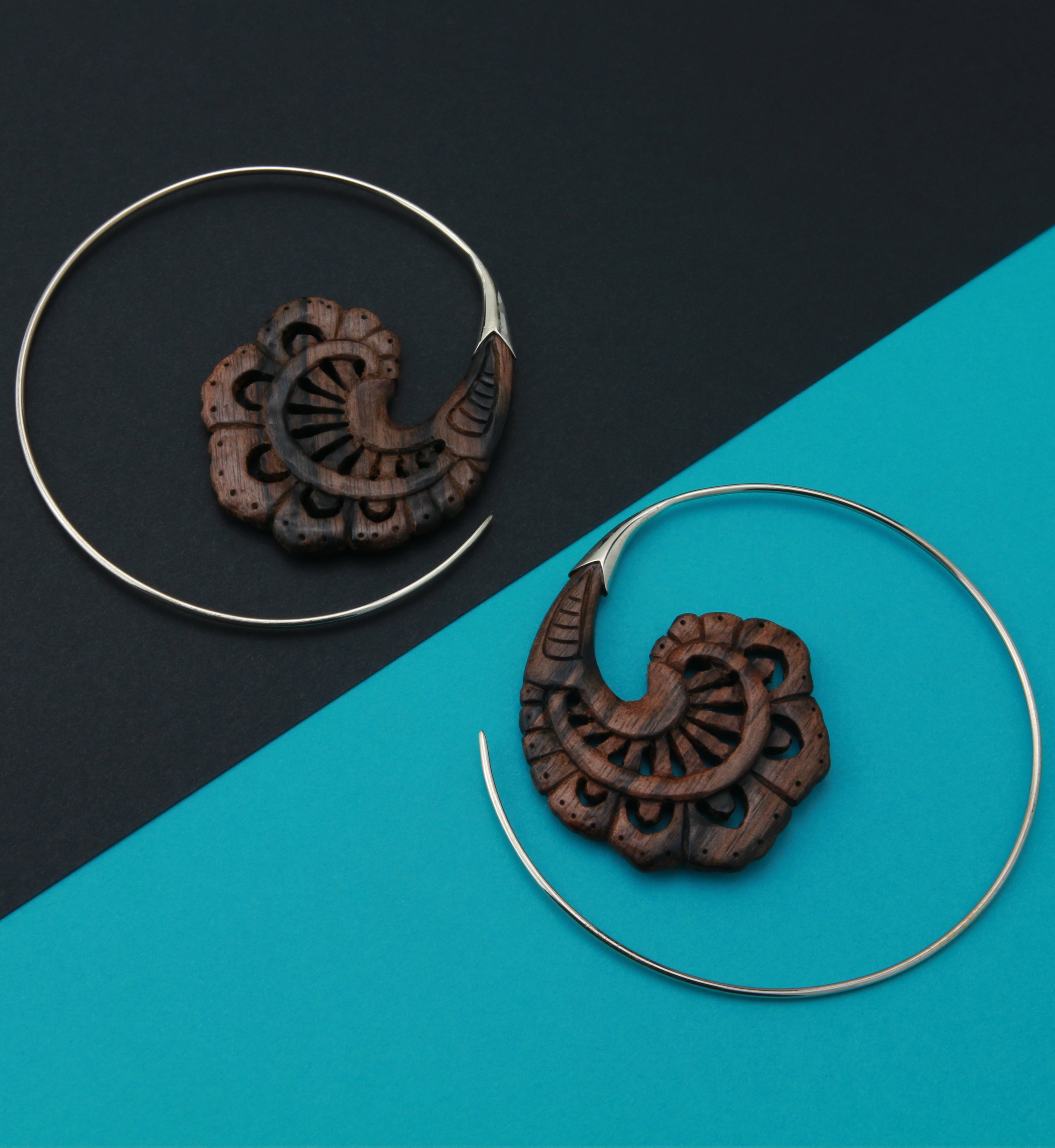 18G Baroque White Brass Wood Hangers / Earrings