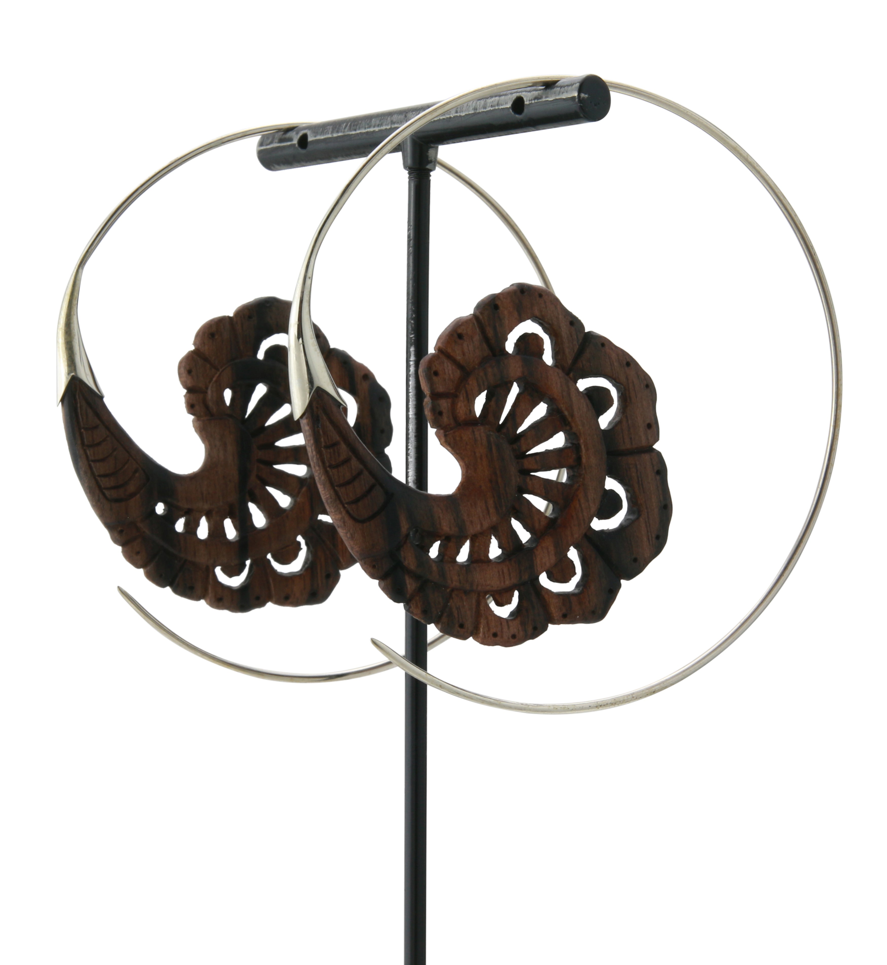 18G Baroque White Brass Wood Hangers / Earrings