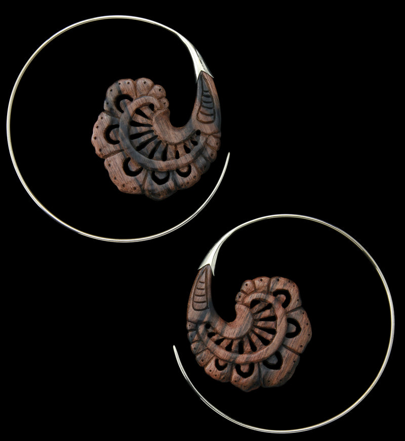 18G Baroque White Brass Wood Hangers / Earrings