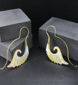 18G Cherub Wing Brass MOP Hangers / Earrings