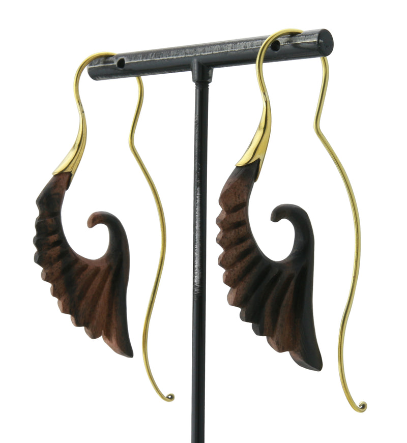 18G Cherub Wing Brass Wood Hangers / Earrings