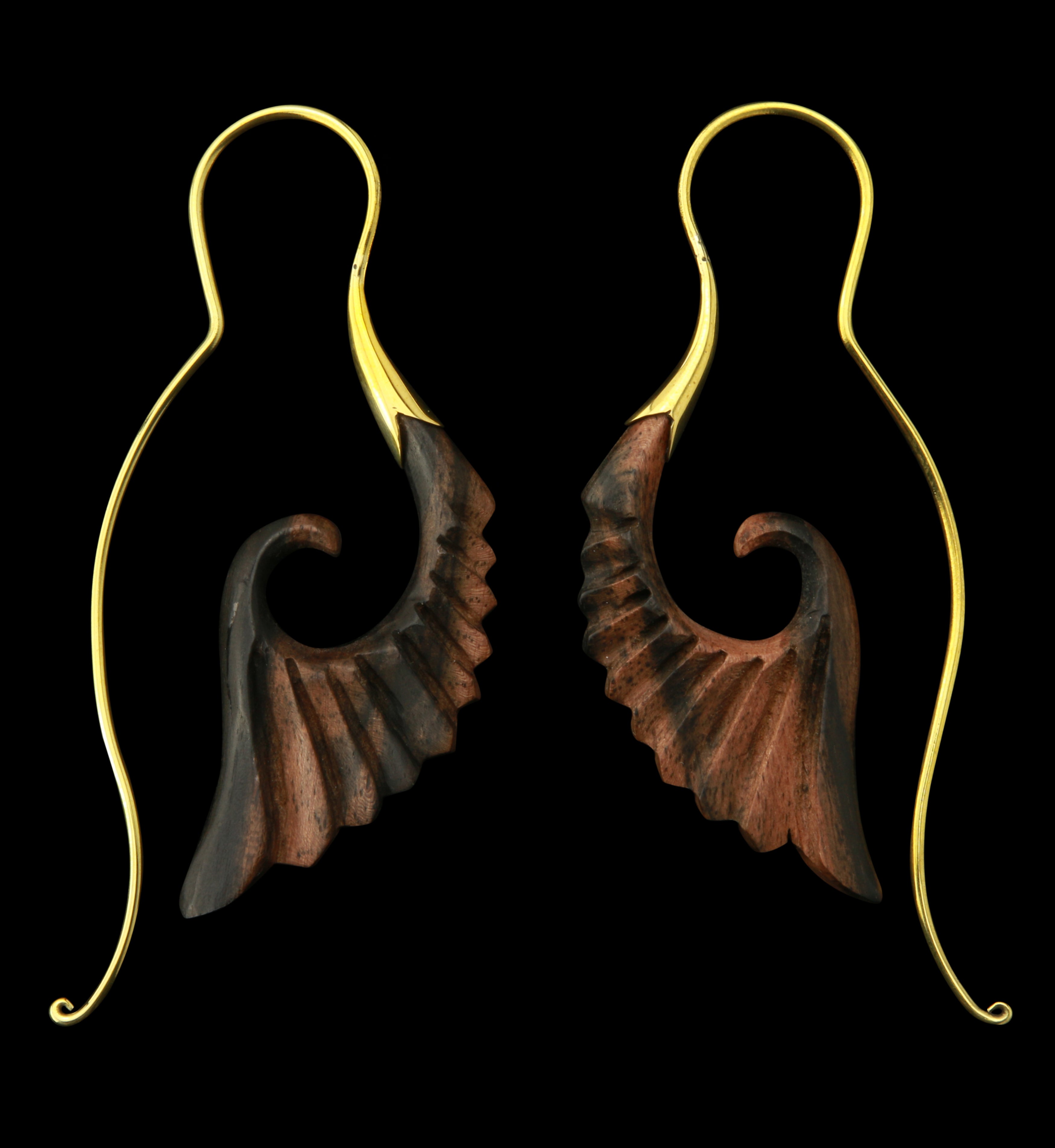 18G Cherub Wing Brass Wood Hangers / Earrings
