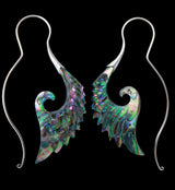 18G Cherub Wing White Brass Abalone Hangers / Earrings