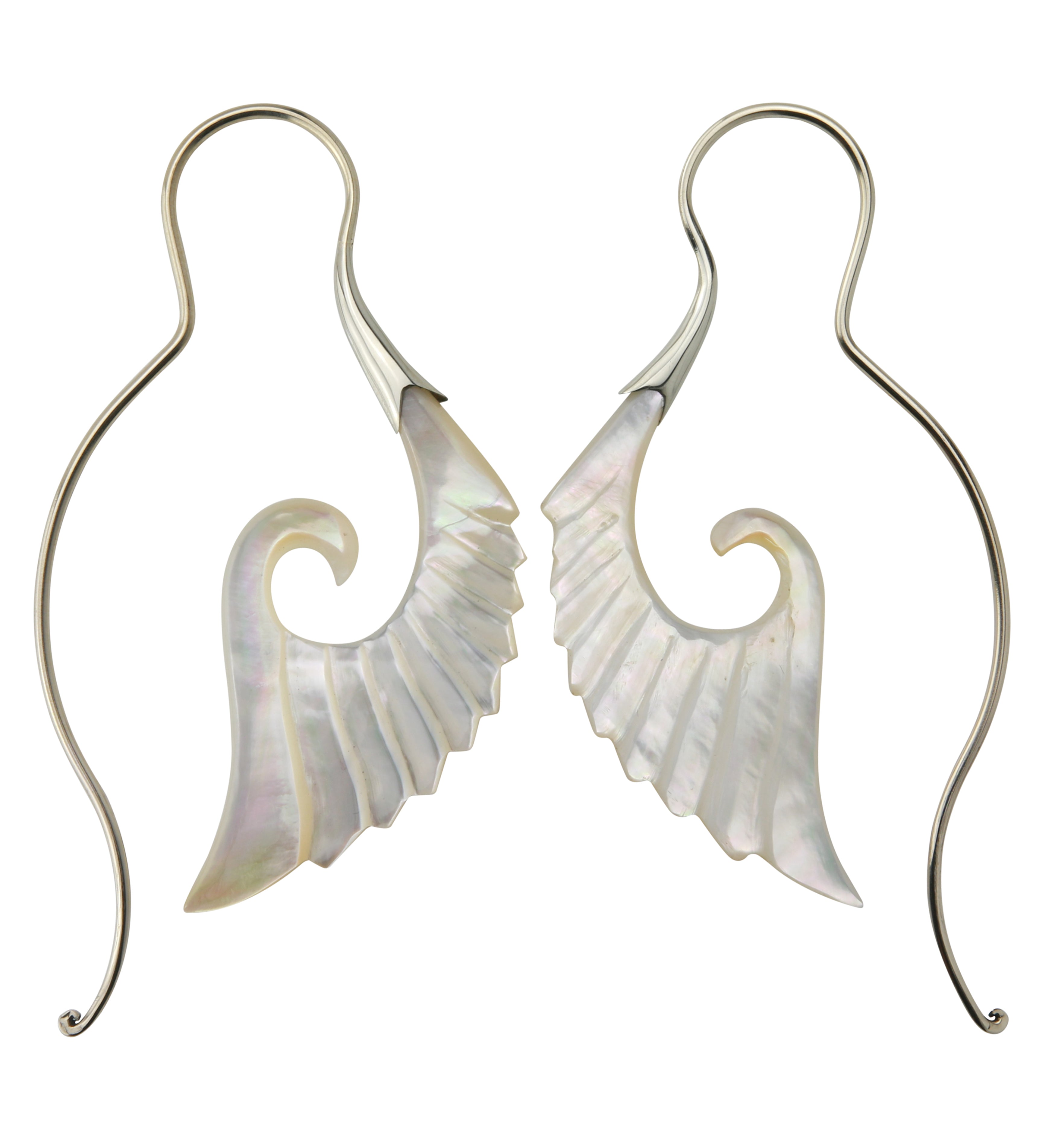 18G Cherub Wing White Brass MOP Hangers / Earrings