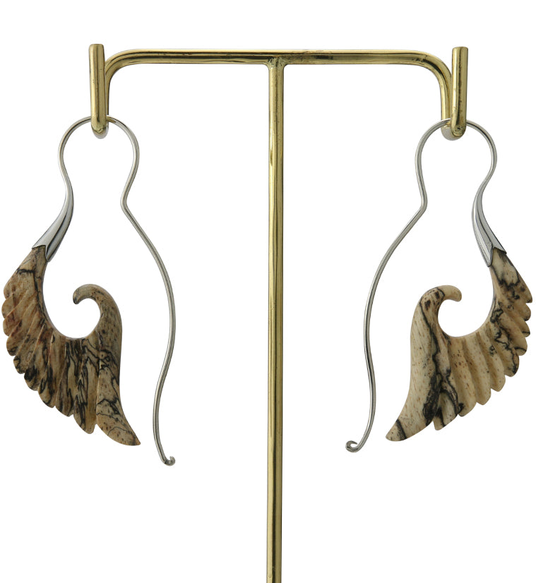18G Cherub Wing White Brass Tamarind Wood Hangers / Earrings