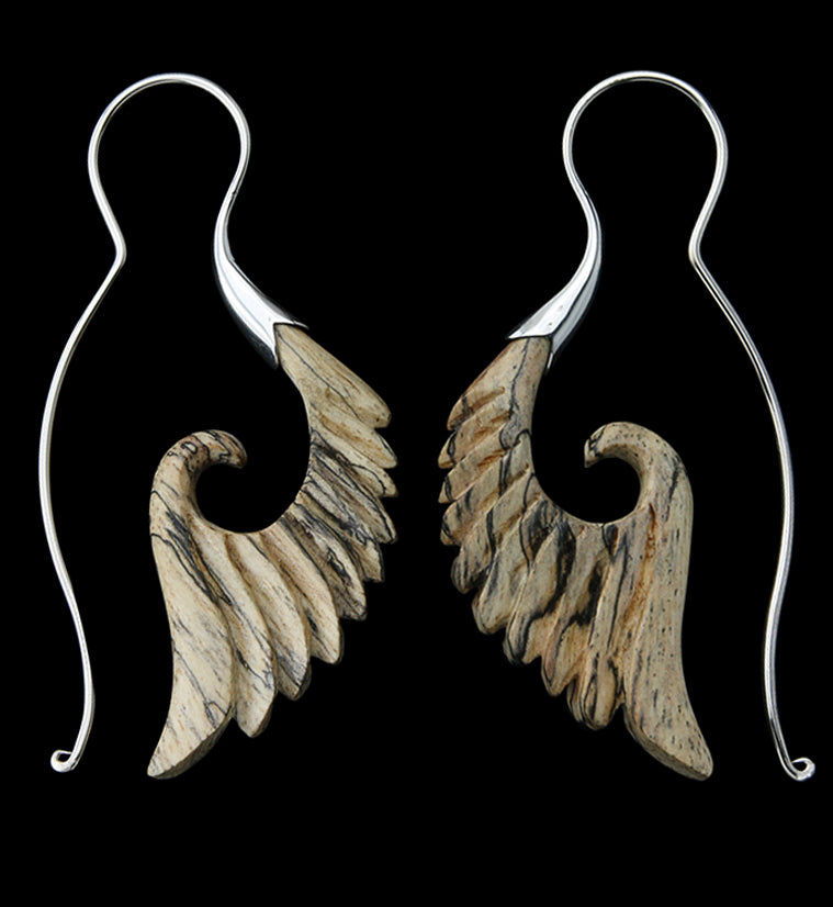 18G Cherub Wing White Brass Tamarind Wood Hangers / Earrings