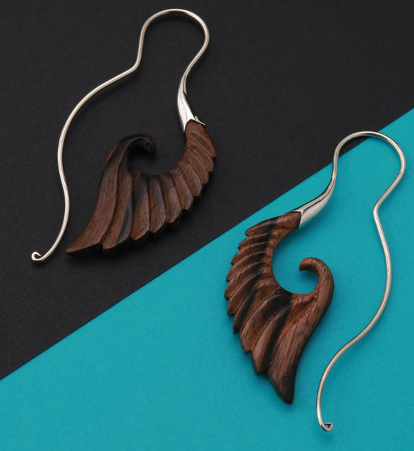 18G Cherub Wing White Brass Wood Hangers / Earrings