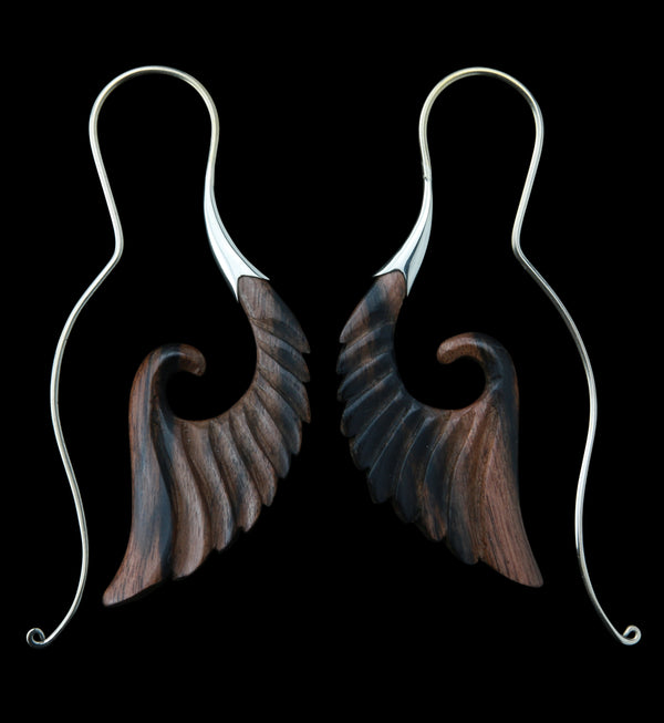 18G Cherub Wing White Brass Wood Hangers / Earrings