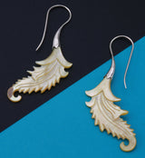 18G Feather White Brass MOP Hangers / Earrings