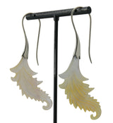 18G Feather White Brass MOP Hangers / Earrings