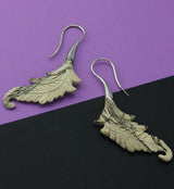 18G Feather White Brass Tamarind Wood Hangers / Earrings