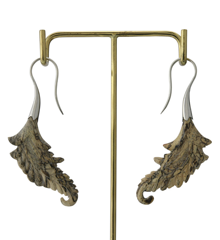 18G Feather White Brass Tamarind Wood Hangers / Earrings