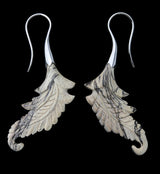 18G Feather White Brass Tamarind Wood Hangers / Earrings