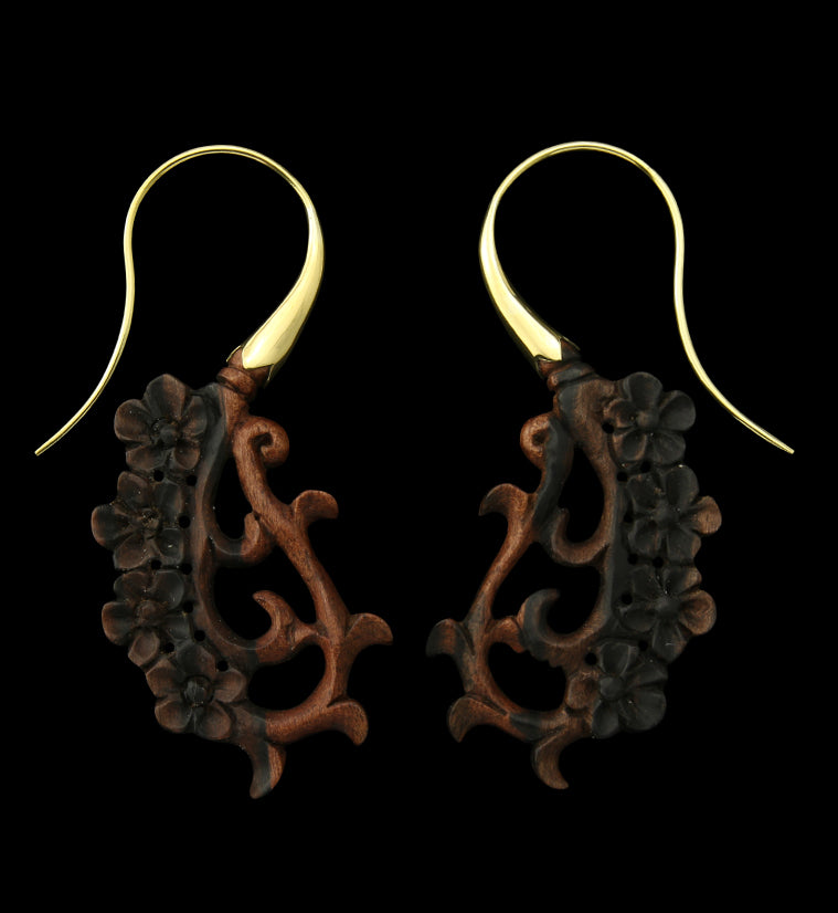 18G Floral Brass Wood Hangers / Earrings