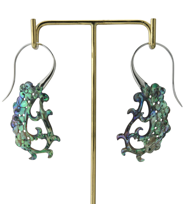 18G Floral White Brass Abalone Hangers / Earrings