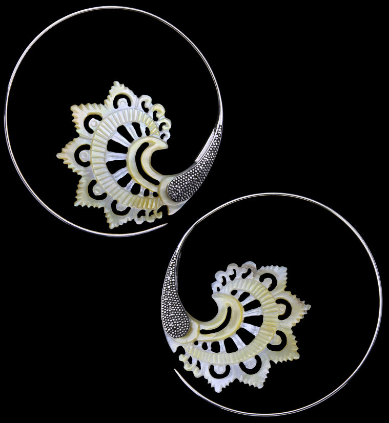 18G Florid White Brass MOP Hangers / Earrings