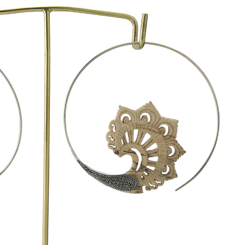 18G Florid White Brass Tamarind Wood Hangers / Earrings