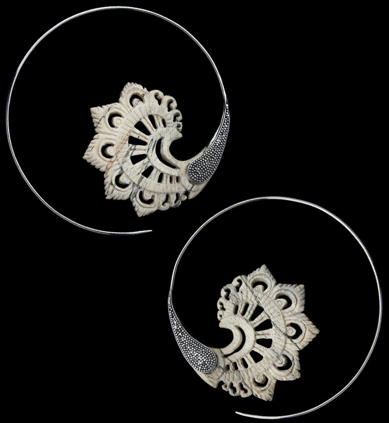18G Florid White Brass Tamarind Wood Hangers / Earrings