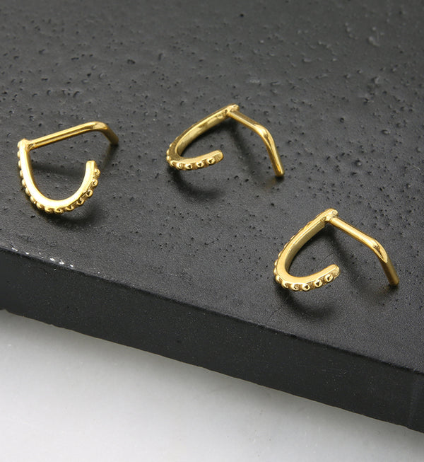 18G Gold PVD Beaded Line Nose Curve