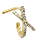 18G Gold PVD Intersect Double Line CZ Nose Curve
