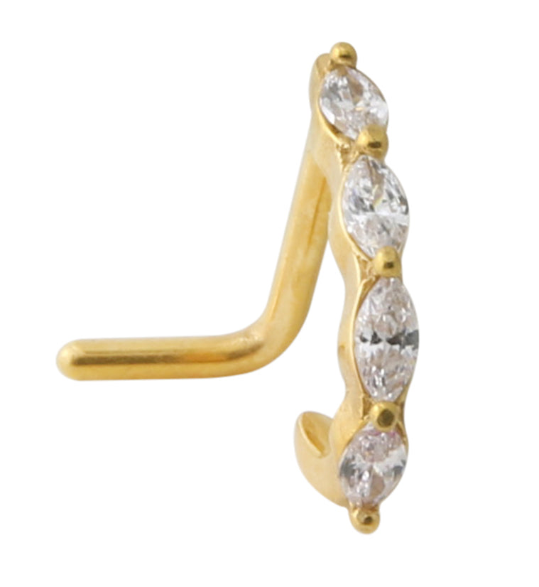 18G Gold PVD Ribbon CZ Nose Curve