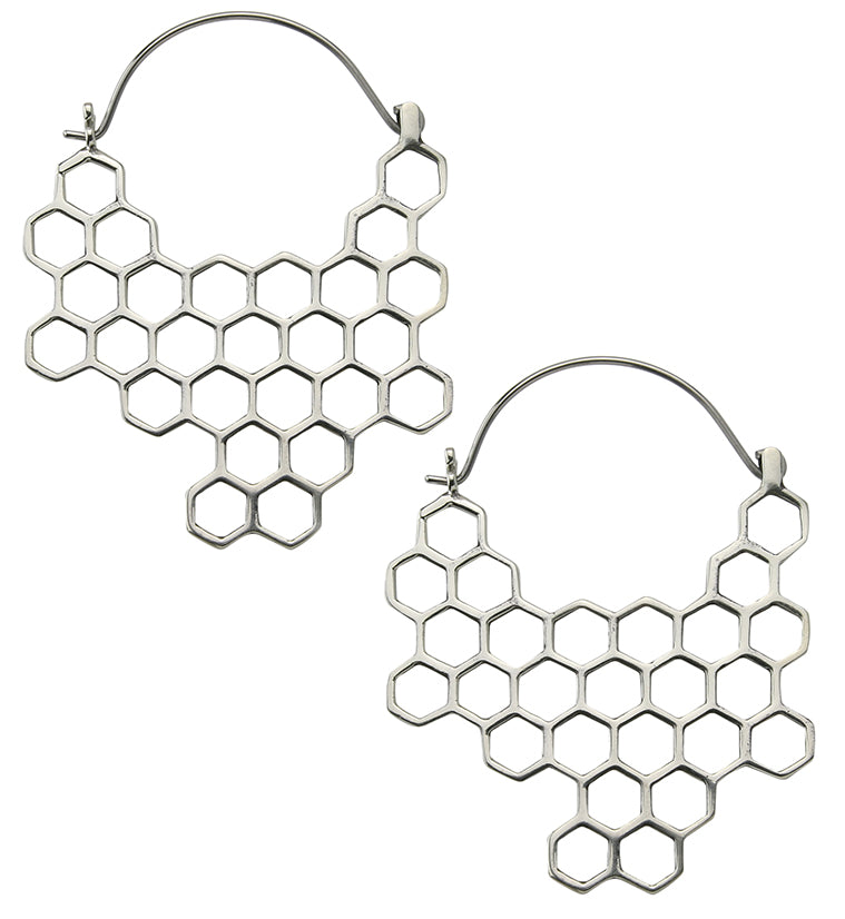 18G Honeycomb White Brass Hangers - Earrings