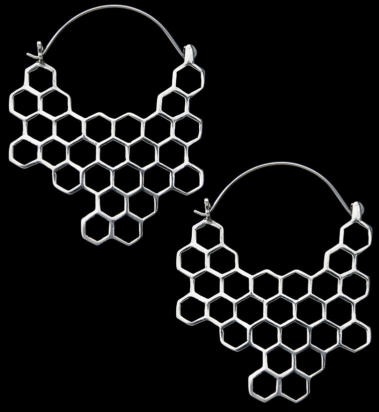 18G Honeycomb White Brass Hangers - Earrings