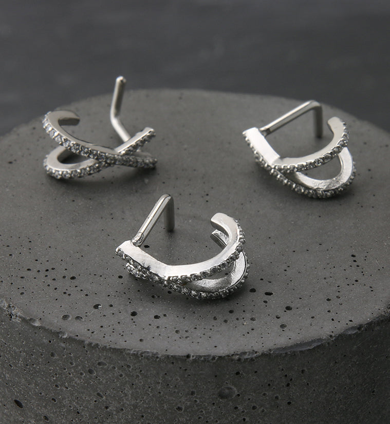 18G Intersect Double Line CZ Nose Curve