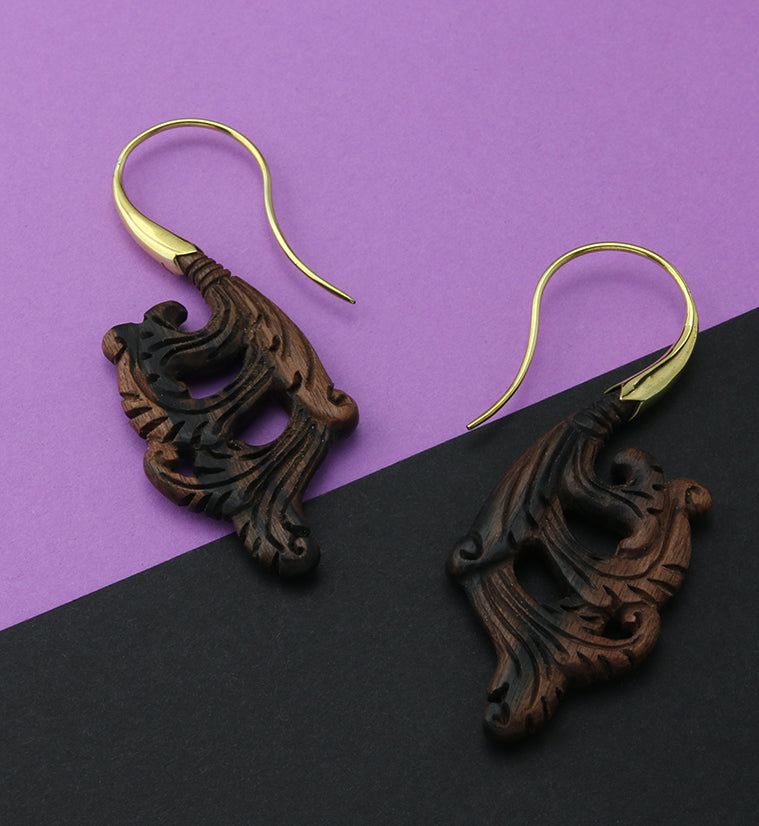 18G Lush Brass Areng Wood Hangers / Earrings