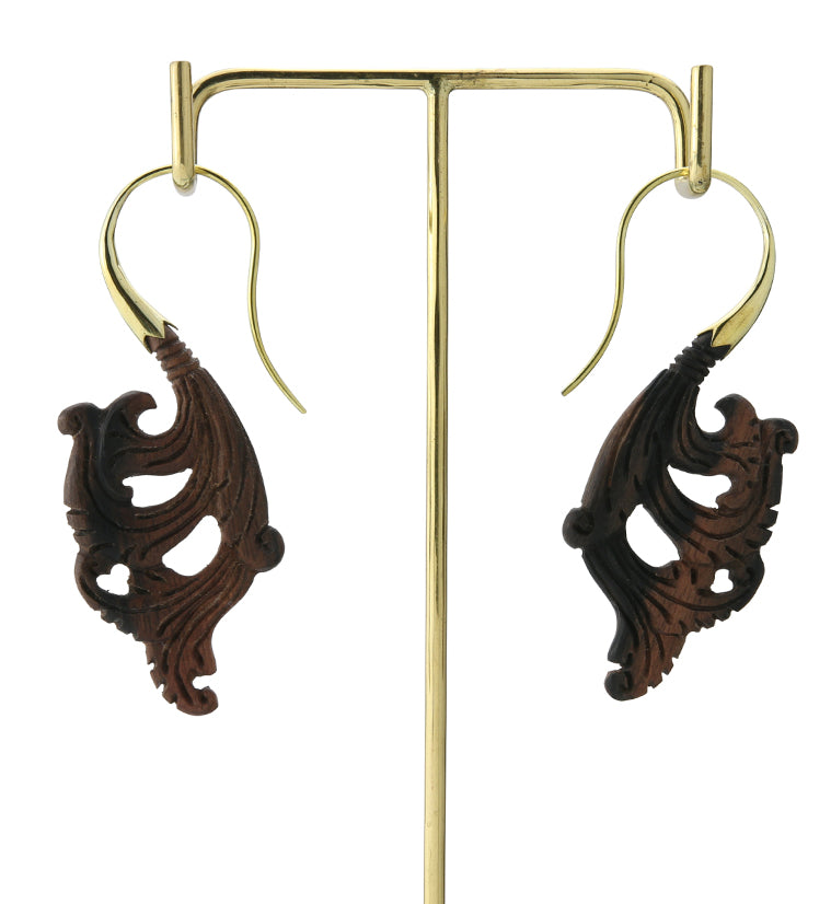 18G Lush Brass Areng Wood Hangers / Earrings